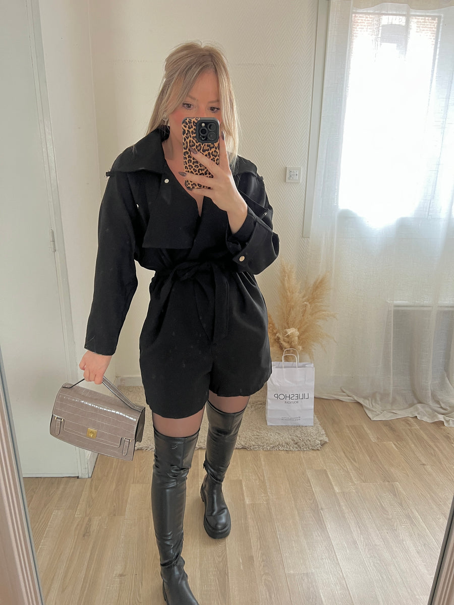 LA COMBISHORT EFFET TRENCH NOIR