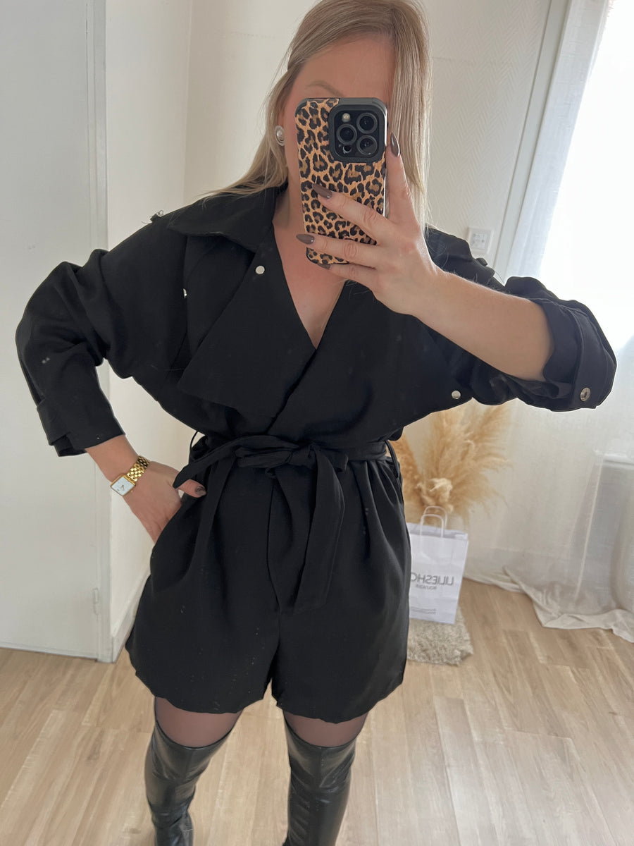 LA COMBISHORT EFFET TRENCH NOIR