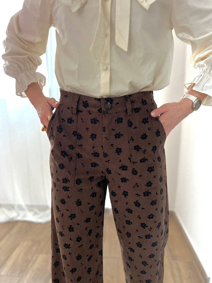 LE PANTALON VELOUR FLOWER