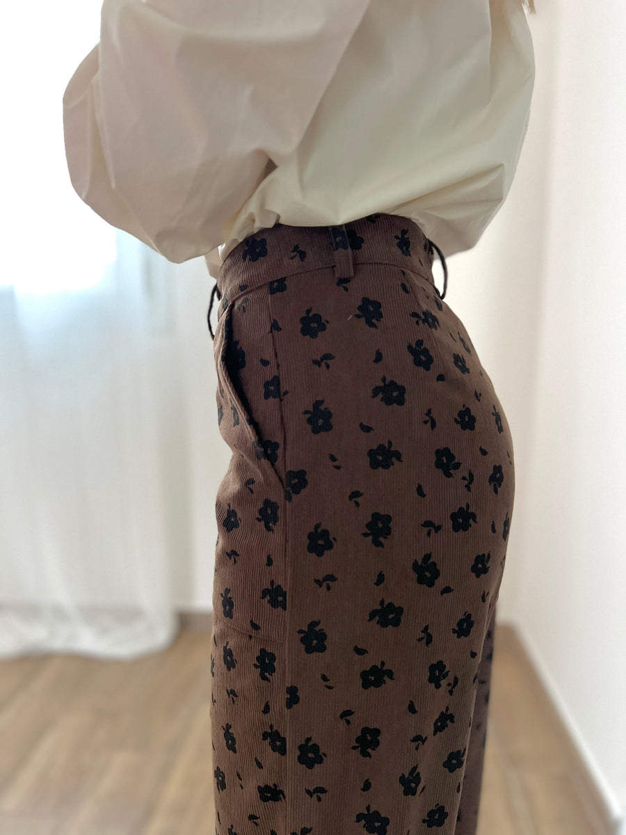 LE PANTALON VELOUR FLOWER