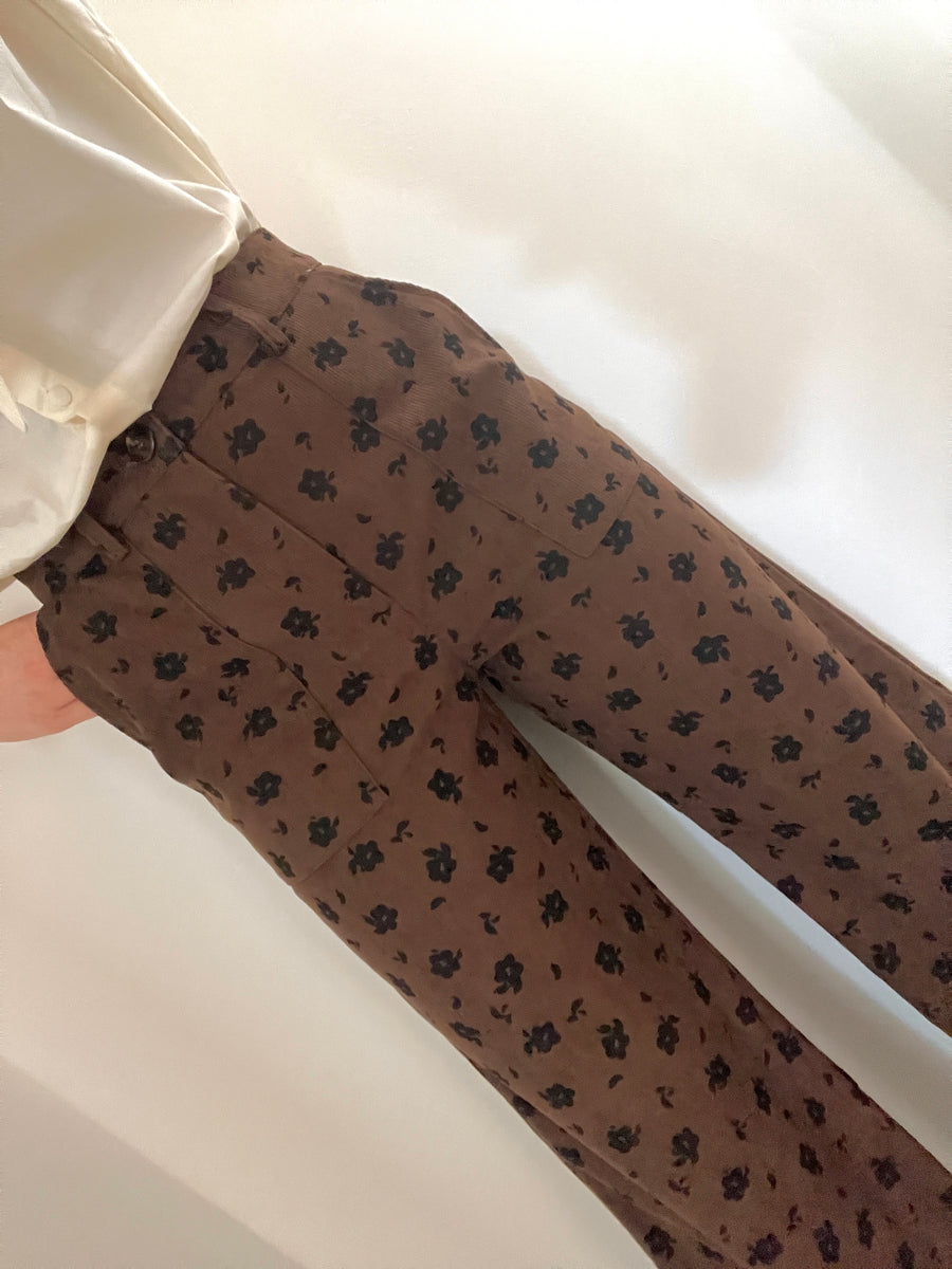 LE PANTALON VELOUR FLOWER
