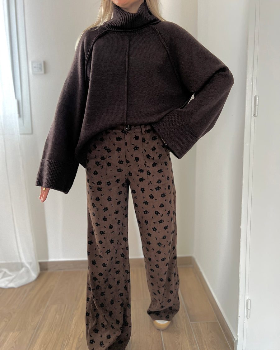 LE PANTALON VELOUR FLOWER