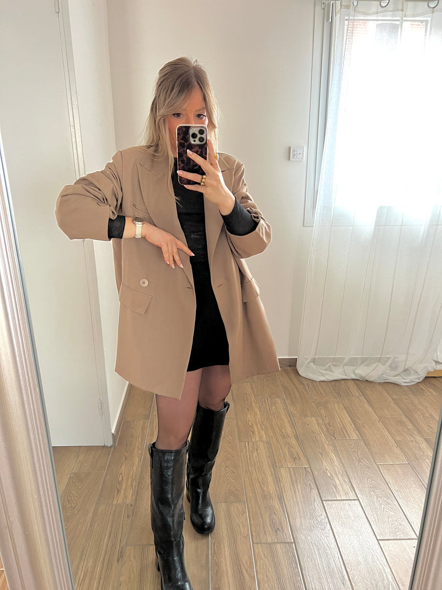 LE BLAZER CROISÉ TAUPE