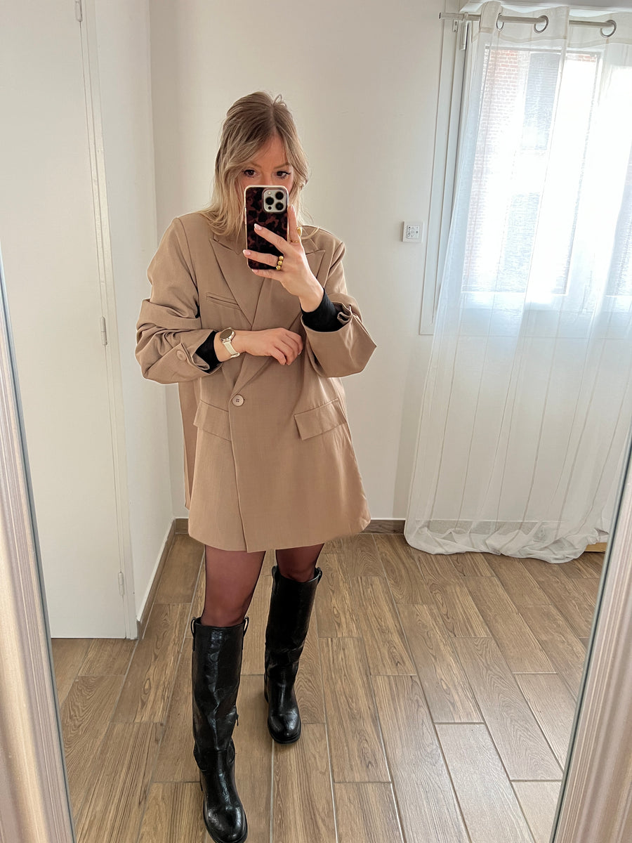 LE BLAZER CROISÉ TAUPE