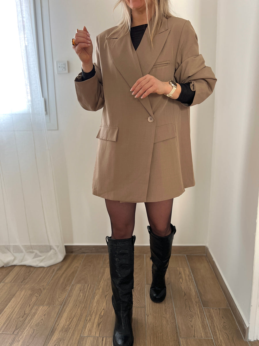 LE BLAZER CROISÉ TAUPE