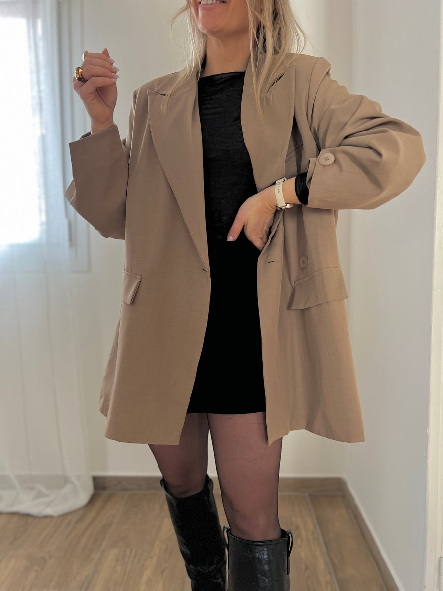 LE BLAZER CROISÉ TAUPE