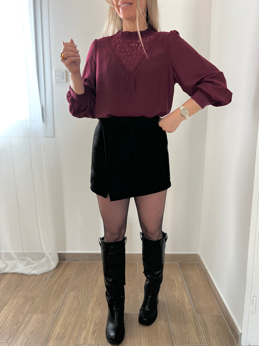 LA BLOUSE DENTELLE BORDEAUX
