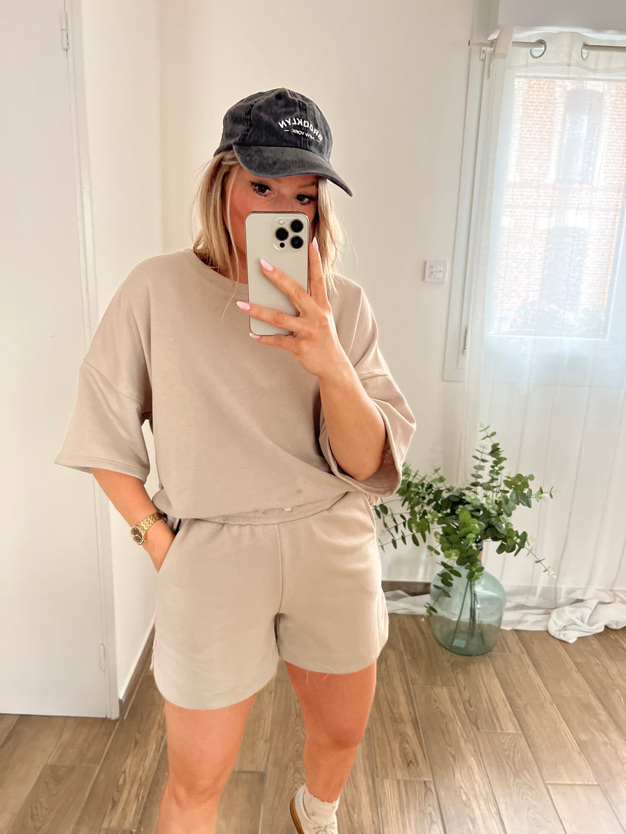 L'ENSEMBLE SWEAT SHORT BEIGE