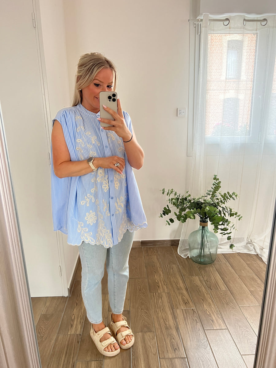 LA CHEMISE ÉVASÉE BLEUE