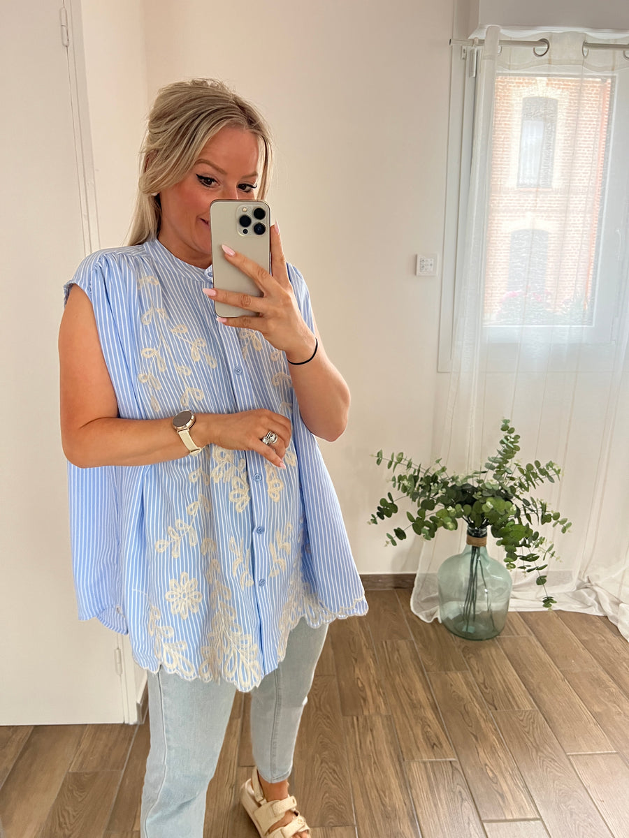 LA CHEMISE ÉVASÉE BLEUE