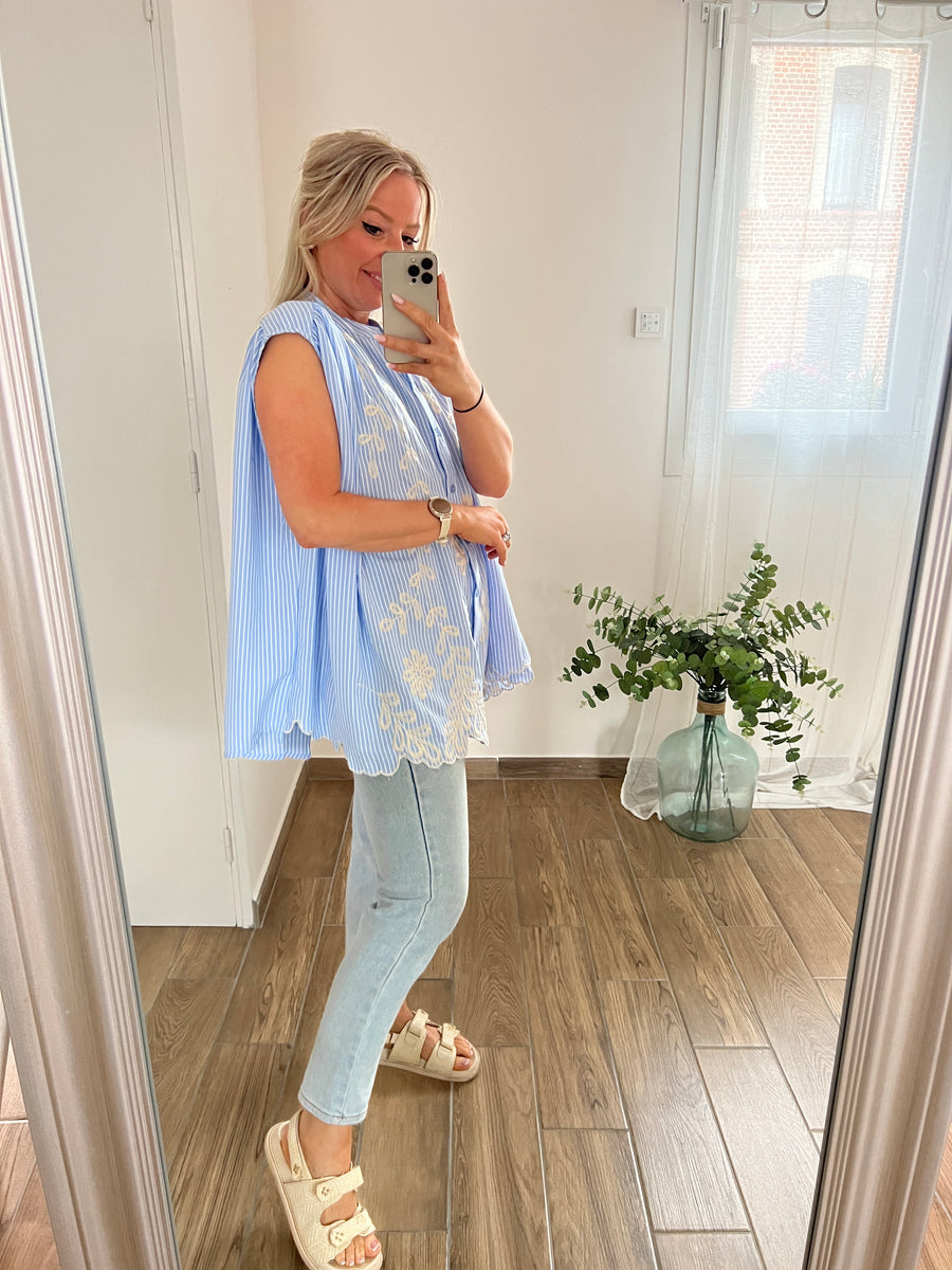 LA CHEMISE ÉVASÉE BLEUE