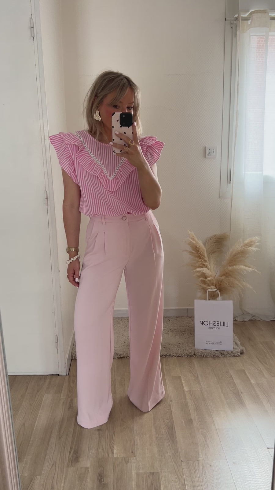 LE PANTALON A PINCE ROSE PALE