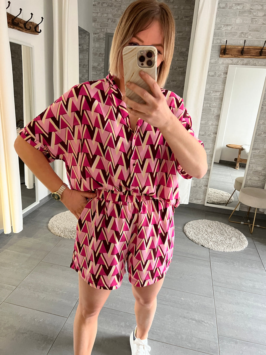 LE SHORT GEOMETRIQUE FUSHIA